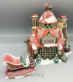 Dept 56 North Pole Village Santa's Sleigh Maker 56950 WITH TOPPER FLAW