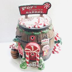 Dept 56 North Pole Village Series Santa's Sweet Shop Pops Peppermint Barrel +BOX