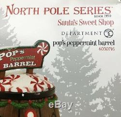 Dept 56 North Pole Village Series Santa's Sweet Shop Pops Peppermint Barrel +BOX