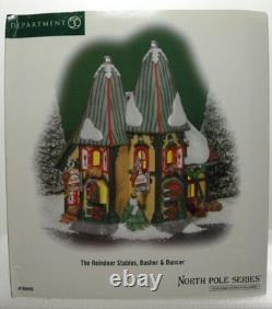 Dept 56 North Pole Village Series The Reindeer Stables, Dasher & Dancer