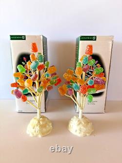 Dept 56 North Pole Yummy Gummy Gumdrop Factory ++ 2 Trees & 2 Accessories