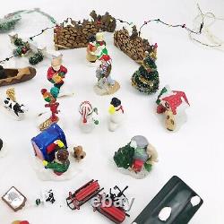 Dept 56 Snow Village Accessories LOT Trees Figurines Train Crossing Fence People