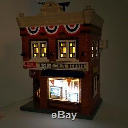 Dept 56 Snow Village Neil's TV & Repair Lighted Store Shop 6003136 NEW Ltd #0970