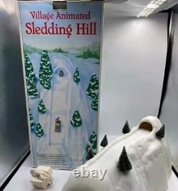 Dept 56 Village Animated Sledding Hill with NP Elves -NEW MOTOR/ EXCL'T CONDITION