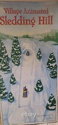 Dept 56 Village Animated Sledding Hill with NP Elves -NEW MOTOR/ EXCL'T CONDITION