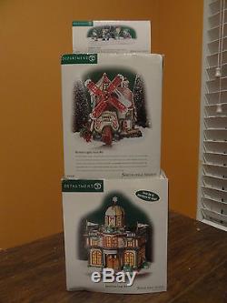 Dept56 North Pole Town Hall Northern Light Tinsel Mill Elf Christmas Village Lot