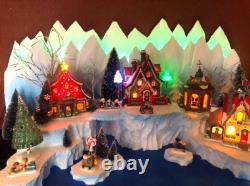 Double-layer Lit Mountain Backdrop Set For Dept 56 North Pole Village, Free Ship