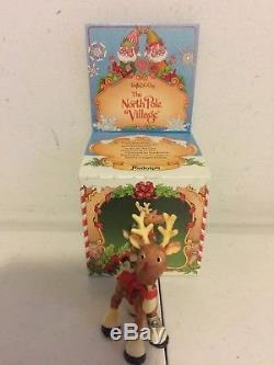 Enesco North Pole Village #871745 Rudolph The Red Nose Reindeer In Orig. Box