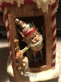 Enesco North Pole Village Elves Simon In The Outhouse! Euc