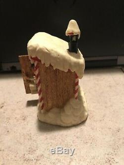 Enesco North Pole Village Elves Simon In The Outhouse! Euc