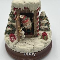 Enesco North Pole Village Music Box 876879 Santa Simon in the Outhouse Zimnicki