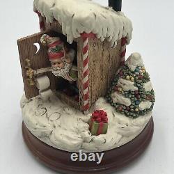 Enesco North Pole Village Music Box 876879 Santa Simon in the Outhouse Zimnicki