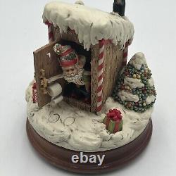 Enesco North Pole Village Music Box 876879 Santa Simon in the Outhouse Zimnicki