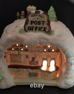 Enesco North Pole Village Post Office Porcelain Musical Night Light Building