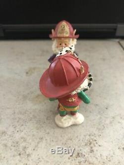 Enesco North Pole Villagesparky, Scooter & Smooch The Pooch Firemen Elves Euc