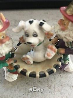 Enesco North Pole Villagesparky, Scooter & Smooch The Pooch Firemen Elves Euc