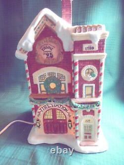 Enesco The North Pole Village Lighted Fire Station Night Light #629278