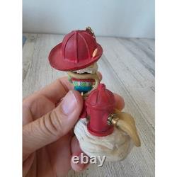 Enesco sandi zimnicki squirt North Pole village elf firefighter fire hydrant