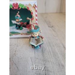 Enesco snippet elf reading North Pole Village vintage Xmas accessory figure