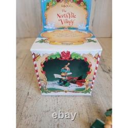 Enesco snippet elf reading North Pole Village vintage Xmas accessory figure
