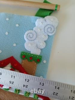 Finished Santa Reindeer Bucilla North Pole Village Felt Sequin Wall Hanging