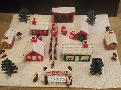Handmade Christmas North Pole Fold Up Village Xmas needlepoint Vintage