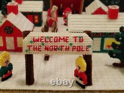 Handmade Christmas North Pole Fold Up Village Xmas needlepoint Vintage
