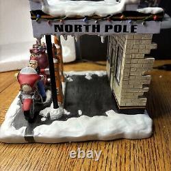 Holiday Village Vtg. Harley-Davidson Santa Sleigh North Pole Figure Gas Station