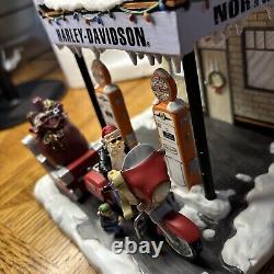 Holiday Village Vtg. Harley-Davidson Santa Sleigh North Pole Figure Gas Station