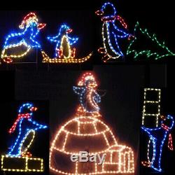 LED Christmas Light Display Outdoor Penguin North Pole Igloo Village Yard Decor