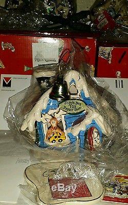 Lot Of 9 Clayworks Heather Goldminc Blue Sky Christmas North Pole Village Nib