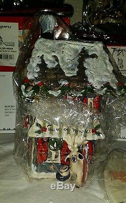 Lot Of 9 Clayworks Heather Goldminc Blue Sky Christmas North Pole Village Nib