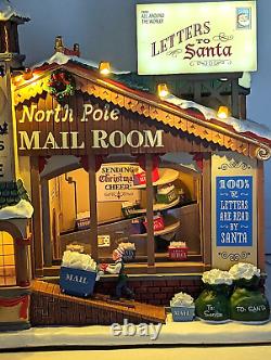 Lemax North Pole Mail Room Animated Sounds LED Lit Christmas Village Santa Elves