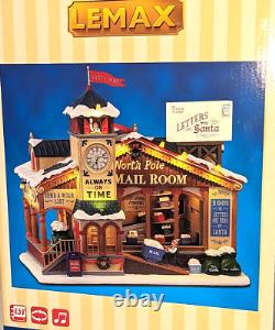 Lemax North Pole Mail Room Animated Sounds LED Lit Christmas Village Santa Elves