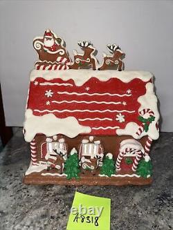 Lighted 13 North Pole Village Reindeer Barn Gingerbread Santa Valerie Parr Hill