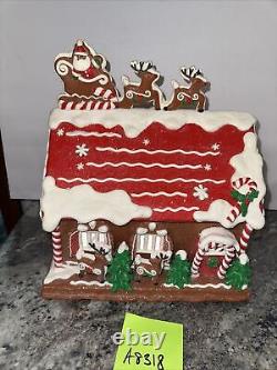 Lighted 13 North Pole Village Reindeer Barn Gingerbread Santa Valerie Parr Hill