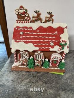 Lighted 13 North Pole Village Reindeer Barn Gingerbread Santa Valerie Parr Hill