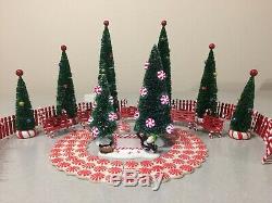 Lighted Peppermint Trees Village Sign Bench Landscape Dept. 56 53194 53114 52991