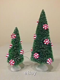 Lighted Peppermint Trees Village Sign Bench Landscape Dept. 56 53194 53114 52991