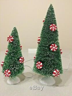 Lighted Peppermint Trees Village Sign Bench Landscape Dept. 56 53194 53114 52991