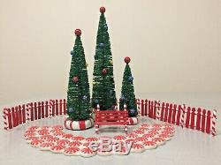 Lighted Peppermint Trees Village Sign Bench Landscape Dept. 56 53194 53114 52991