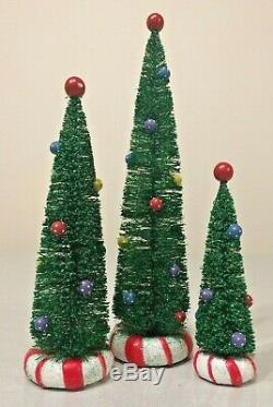 Lighted Peppermint Trees Village Sign Bench Landscape Dept. 56 53194 53114 52991