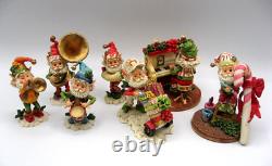 Lot of 7 Vintage ENESCO NORTH POLE VILLAGE Elves Santa's Workshop & BOXES 1986