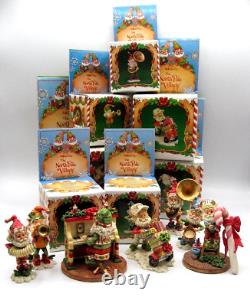 Lot of 7 Vintage ENESCO NORTH POLE VILLAGE Elves Santa's Workshop & BOXES 1986