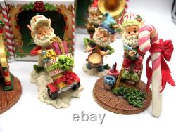 Lot of 7 Vintage ENESCO NORTH POLE VILLAGE Elves Santa's Workshop & BOXES 1986