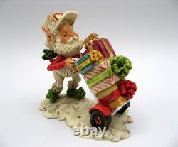 Lot of 7 Vintage ENESCO NORTH POLE VILLAGE Elves Santa's Workshop & BOXES 1986