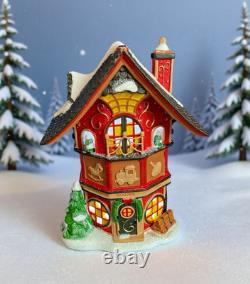 NEW Department 56 North Pole Series Santa' Finest Wooden Toy Shop Lights Up RET