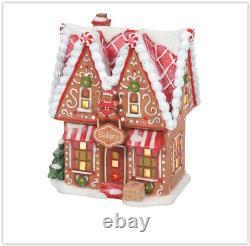 NIB Dept Department 56 lighted GINGERBREAD BAKERY North Pole Village 6009759