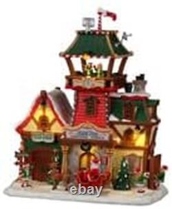 North Pole Control Tower, White and Red Resin Sculpture with Luminations, 2022