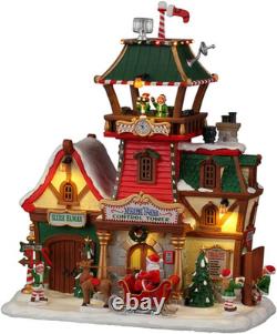 North Pole Control Tower, White and Red Resin Sculpture with Luminations, 2022